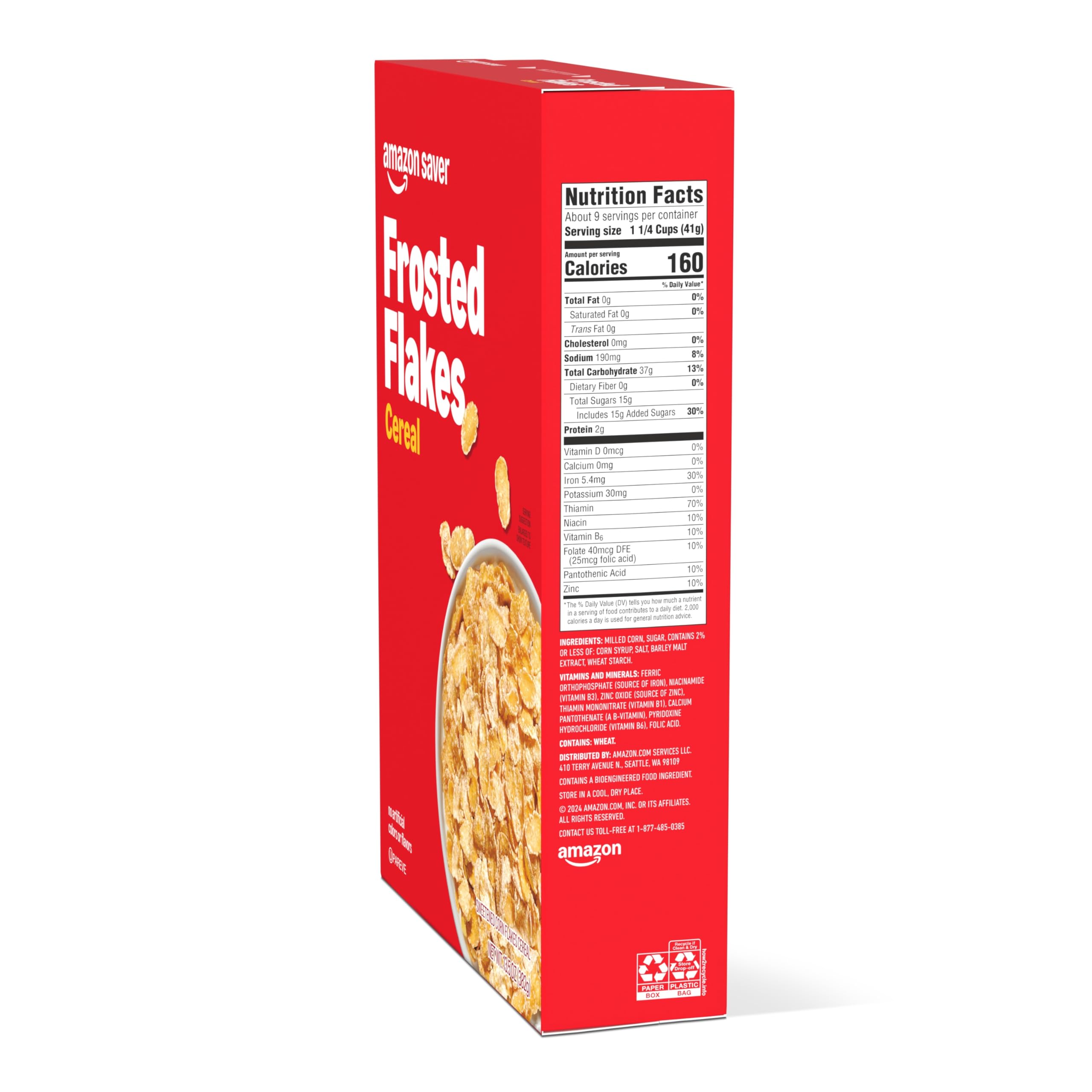 Pouring Frosted Flakes into a bowl for easy weekday mornings.