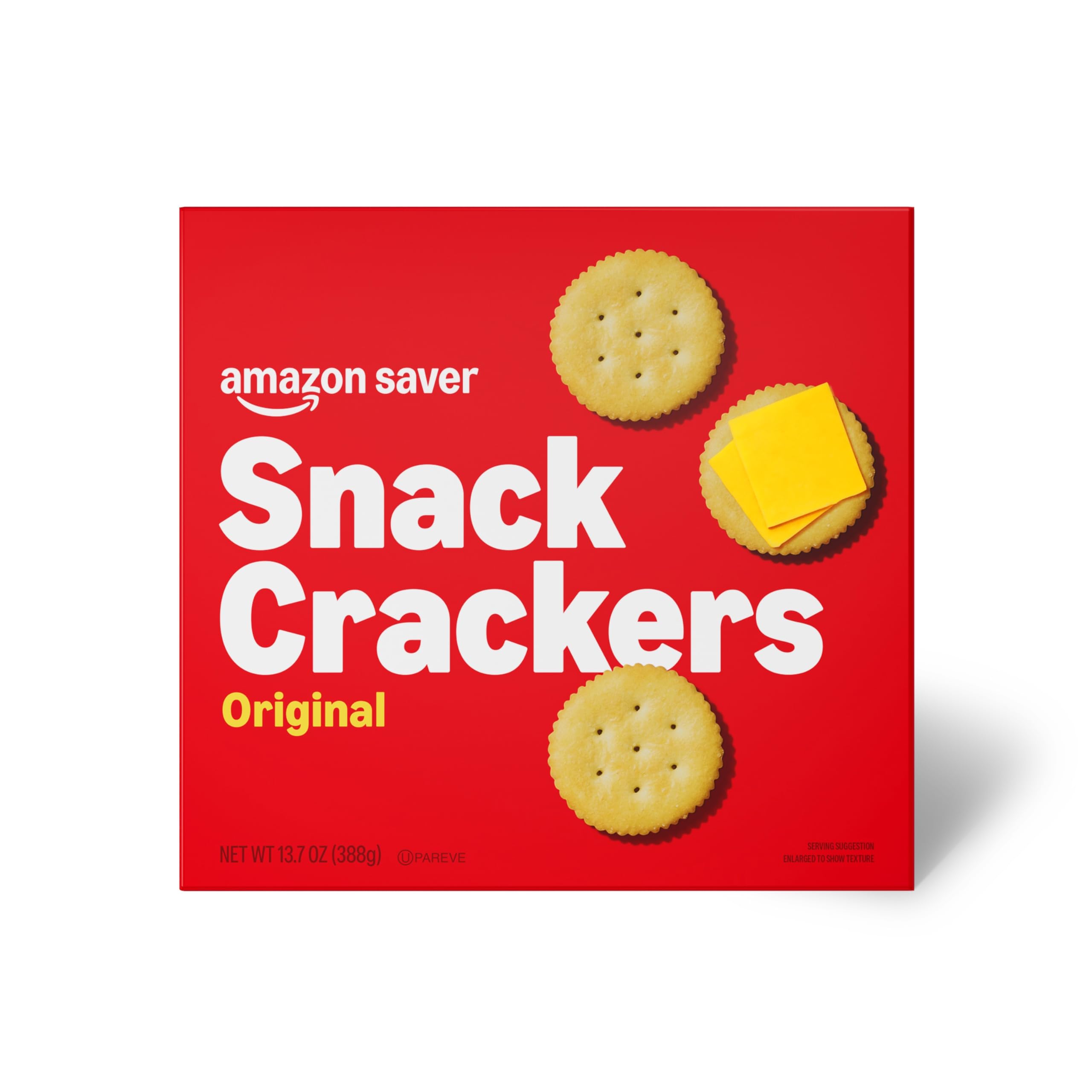 Amazon Saver Original Snack Crackers in a grocery basket signals everyday pantry staple.