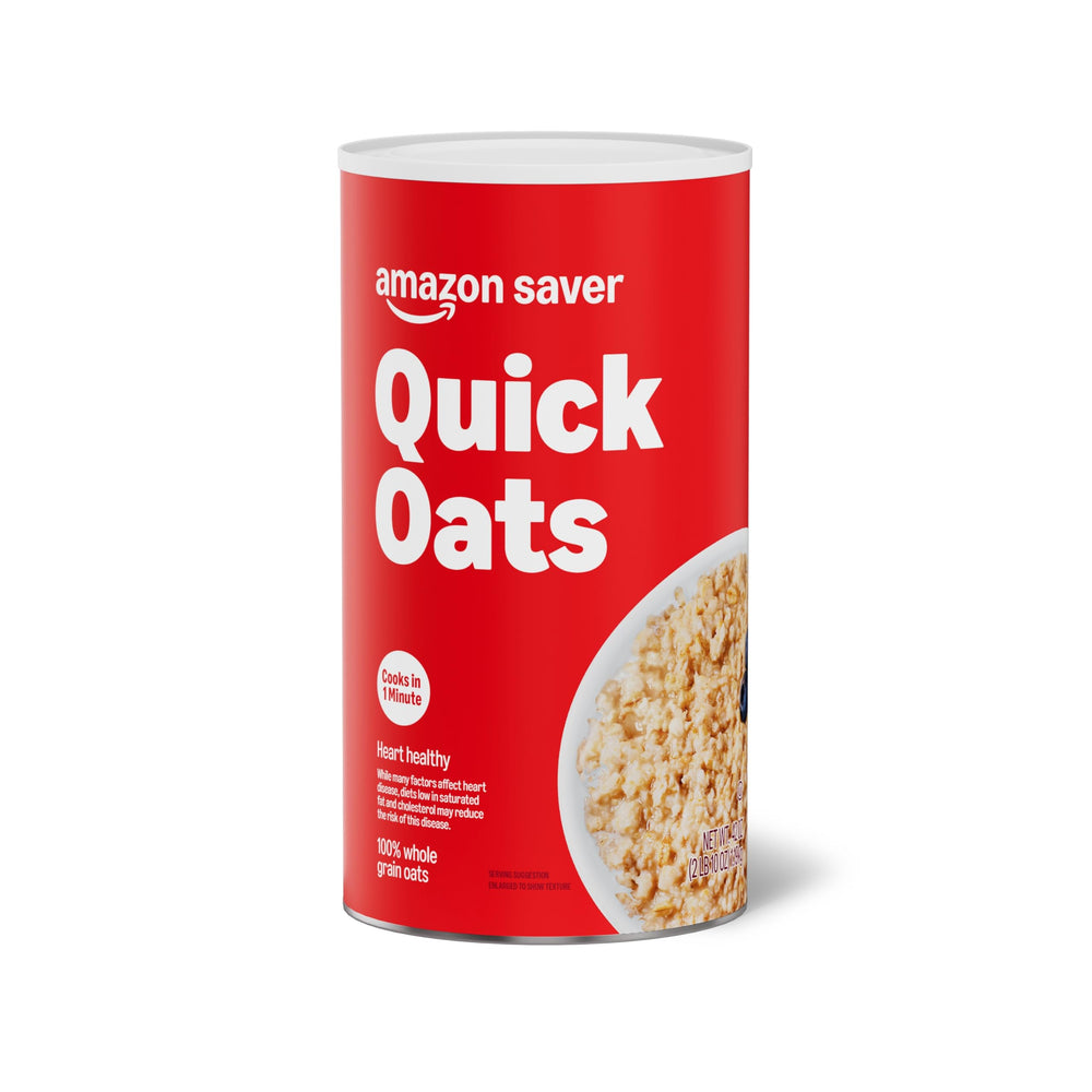 Amazon Saver Quick Oats 42oz container for bulk storage and quick breakfast prep.