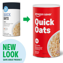 Amazon Saver Quick Oats morning kitchen routine suggests versatile uses from baking to smoothies.