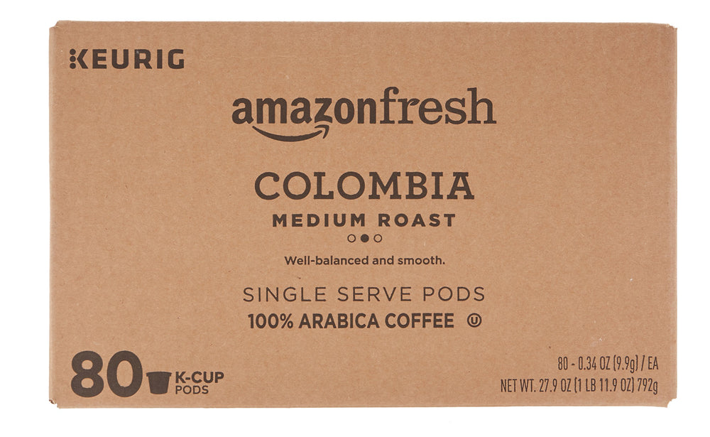 AmazonFresh 80-count K-Cup packaging for convenient daily use.