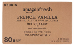 AmazonFresh French Vanilla K-Cups box with aroma for mornings.