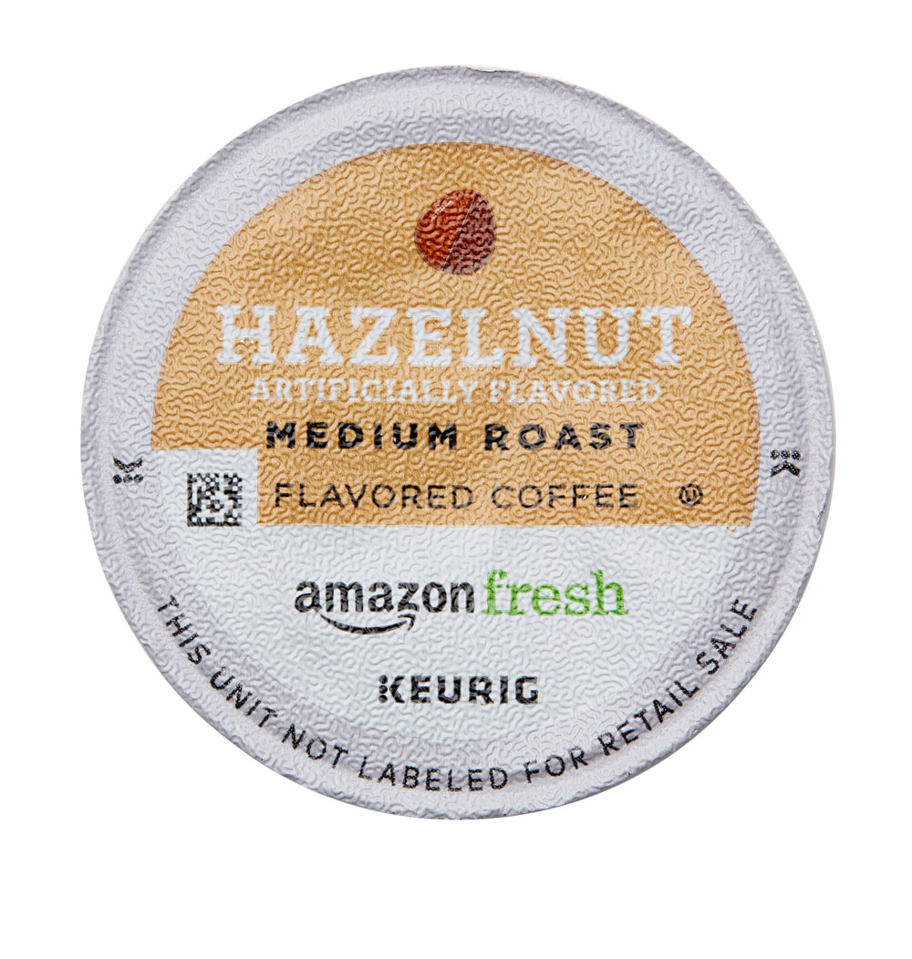 Aroma of hazelnut coffee rising from an AmazonFresh cup.