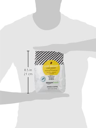Amazon Fresh Just Bright brewed coffee in a mug ready to enjoy.