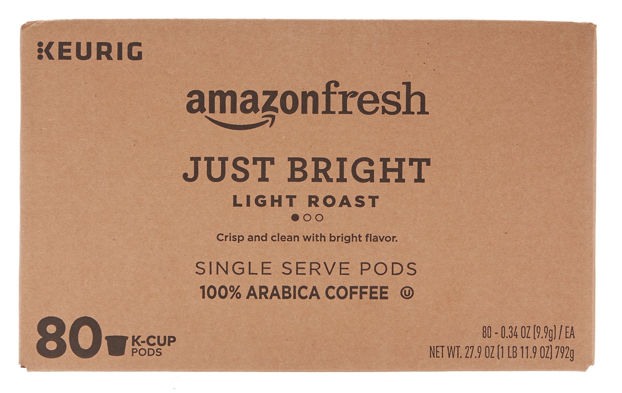 AmazonFresh Just Bright packaging box shows USA roasting and packing quality.