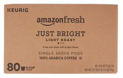 AmazonFresh Just Bright packaging box shows USA roasting and packing quality.