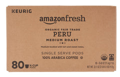 AmazonFresh Peru medium roast coffee beans image ready for grinding or brewing.