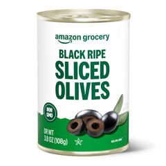 Amazon Grocery Black Ripe Sliced Olives in a can add bold flavor to salads.