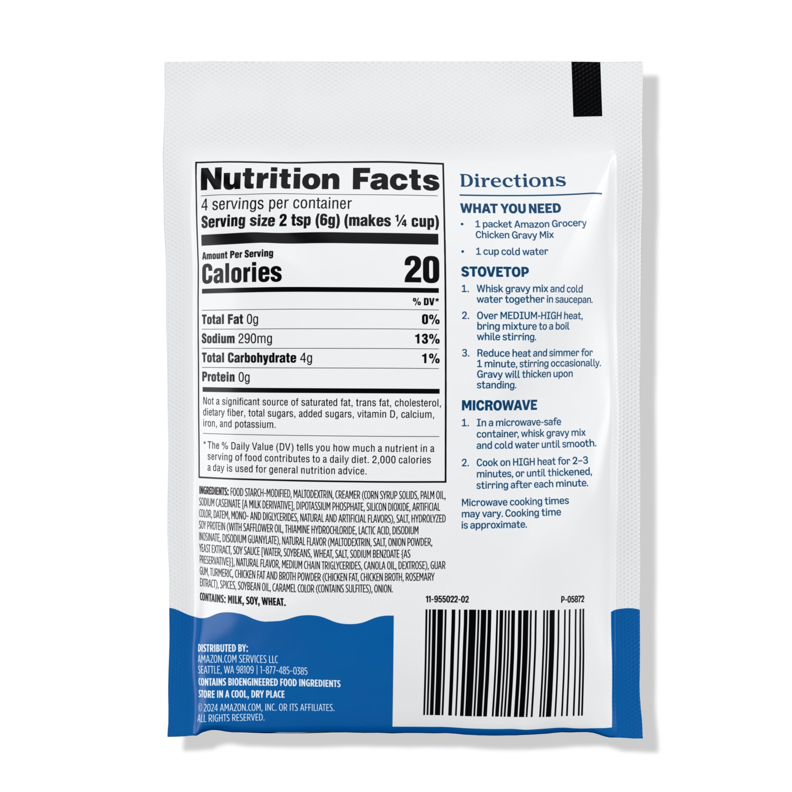 Amazon Grocery Chicken Gravy Mix packet, convenient single-serving sauce enhancer.