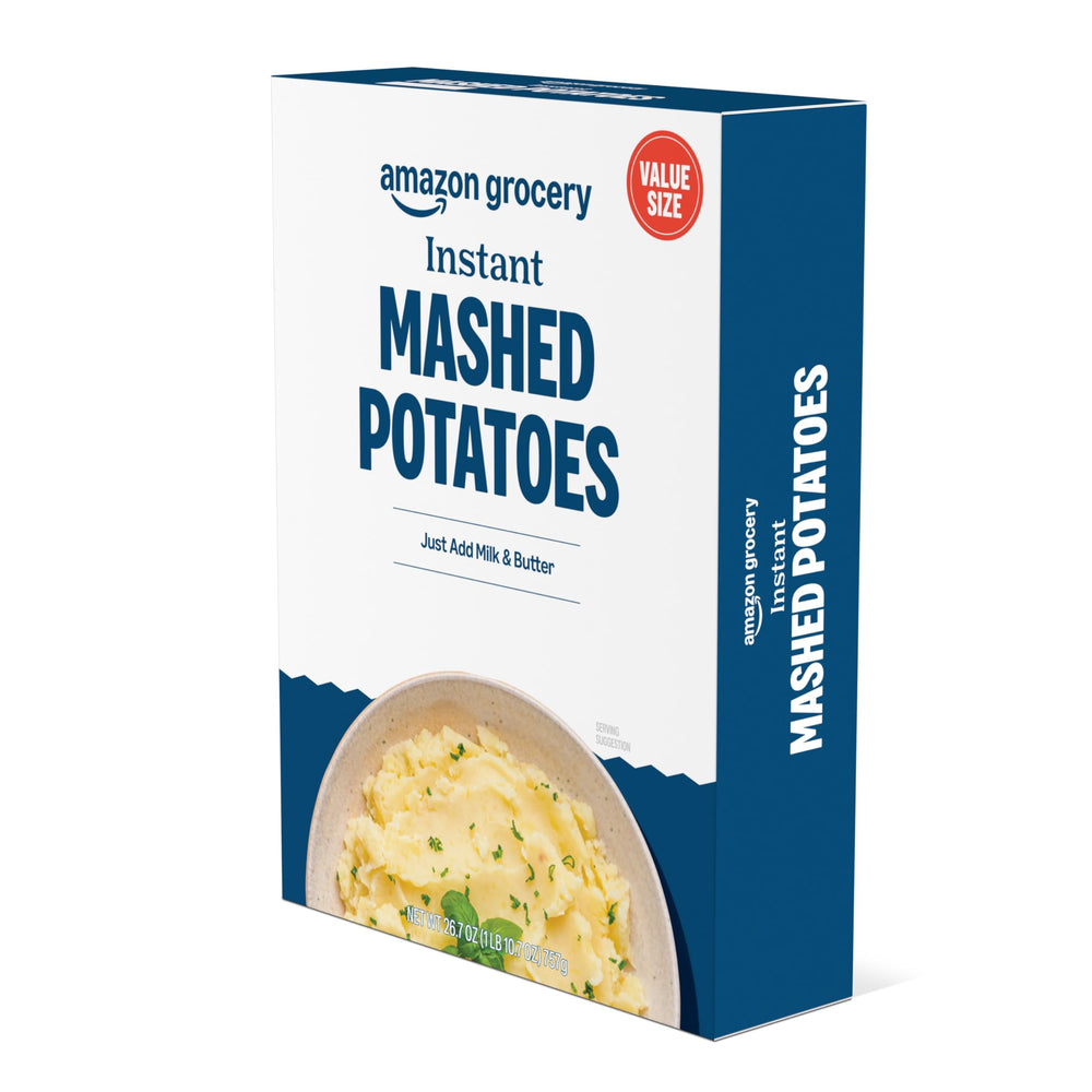 Amazon Grocery Instant Mashed Potatoes powder texture close-up, versatile pantry staple