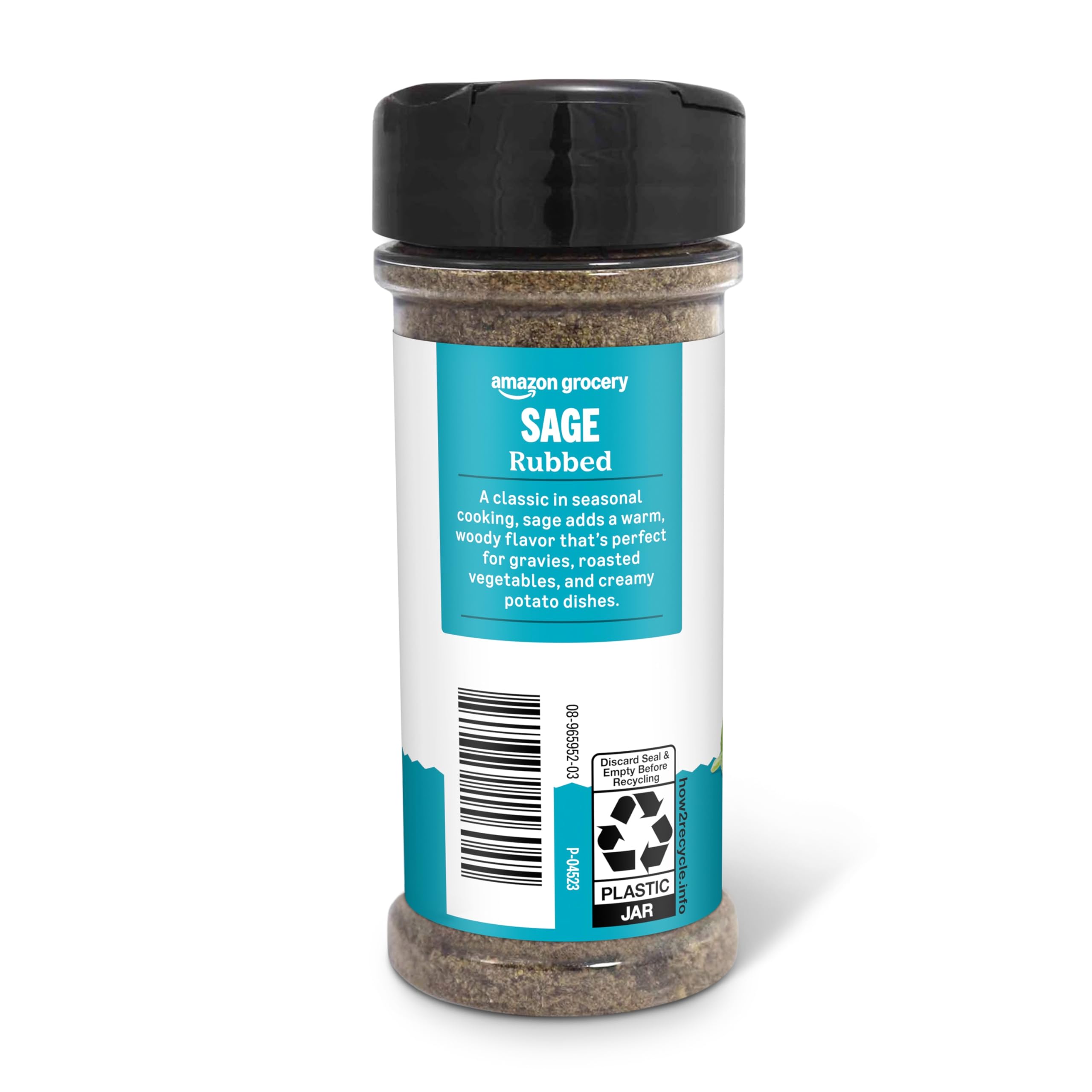 Amazon Grocery rubbed sage dispensing lid capturing easy seasoning.