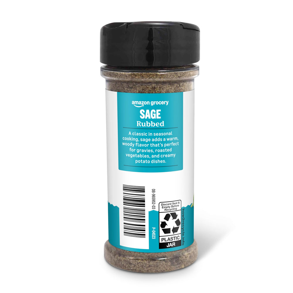 Amazon Grocery rubbed sage dispensing lid capturing easy seasoning.