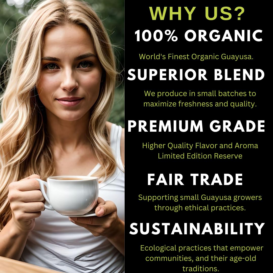 Amazonian Treasure eco-friendly packaging highlights premium Guayusa leaves for mindful gifting.