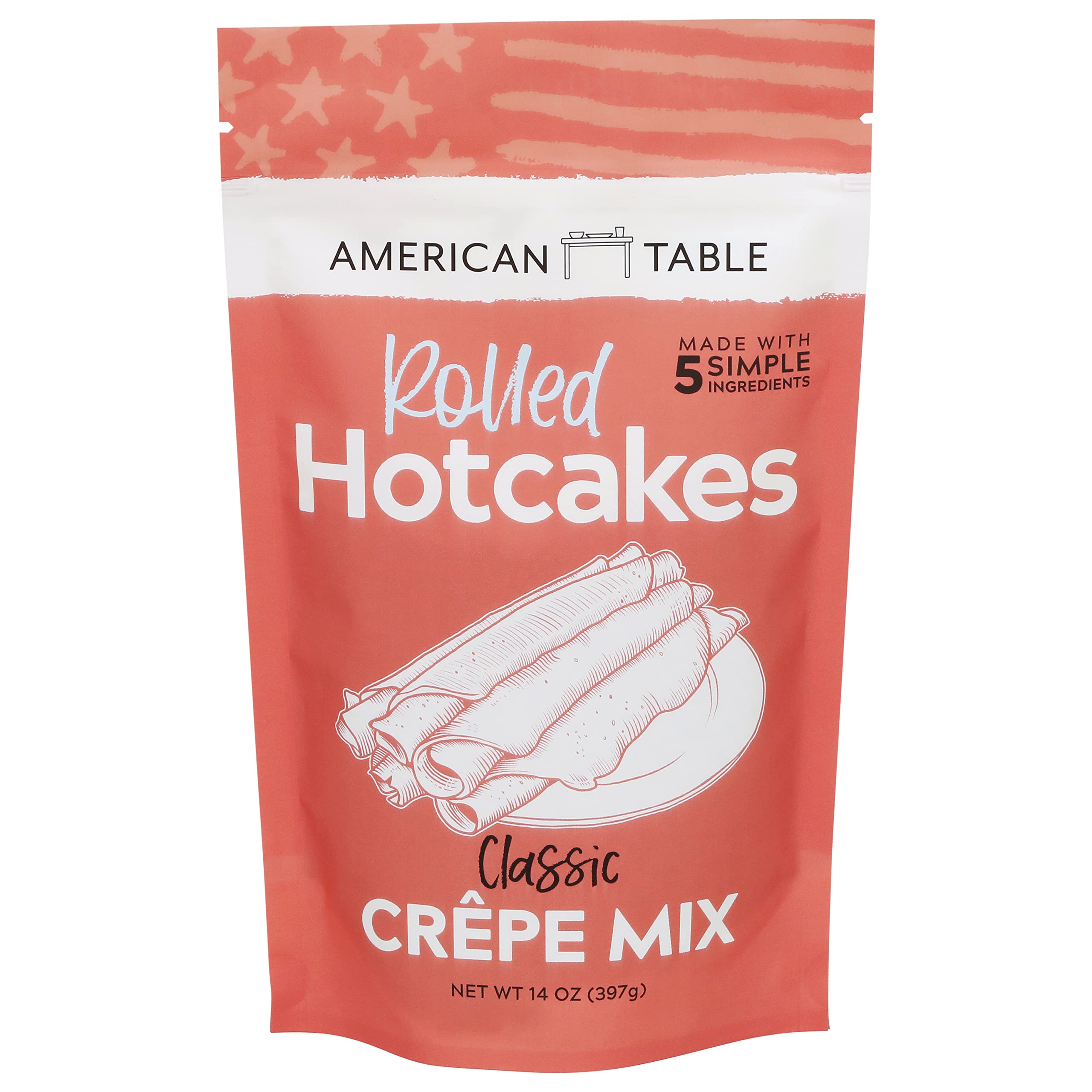 American Table Classic Rolled Hotcakes Crepe Mix Pack for quick, easy French-style crepes.