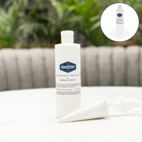 AmeriColor Bright White Soft Gel Paste colors royal icing with vivid opacity.