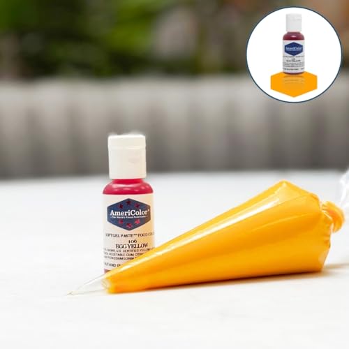 AmeriColor Egg Yellow soft gel texture close-up demonstrates rich pigment with minimal product.