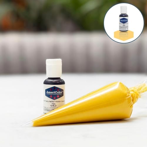 Gold soft gel paste coloring royal icing for vibrant intricate designs