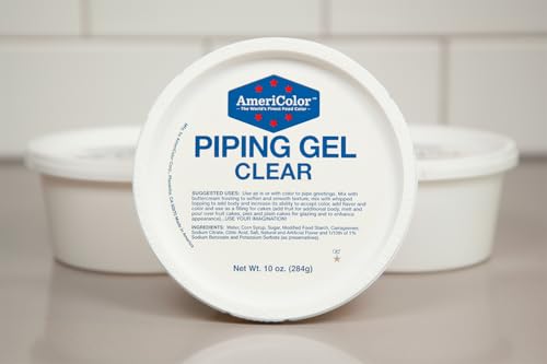 AmeriColor piping gel clear for final sheen and stained glass effects.
