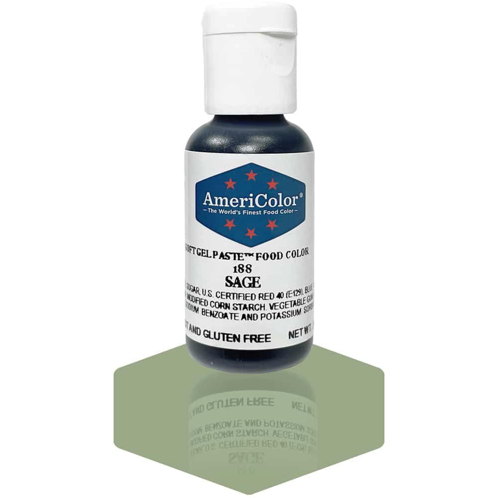 AmeriColor Sage soft gel paste bottle pouring for precise color drops