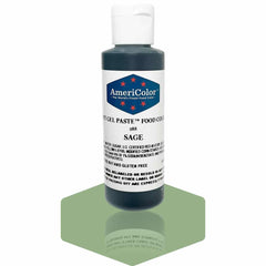 AmeriColor Sage Soft Gel Paste bottle enables precise icing color control.