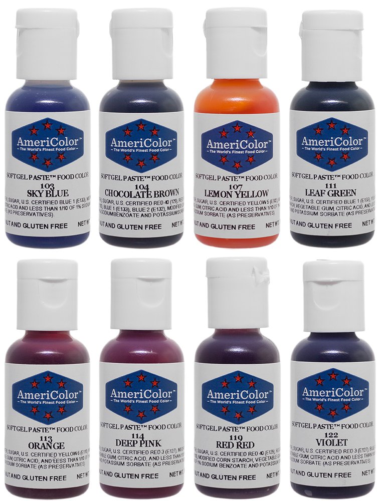 AmeriColor Soft Gel Paste deep pink bottle for rich color.