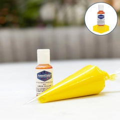 Lemon yellow icing closeup demonstrates smooth dispersion and no separation