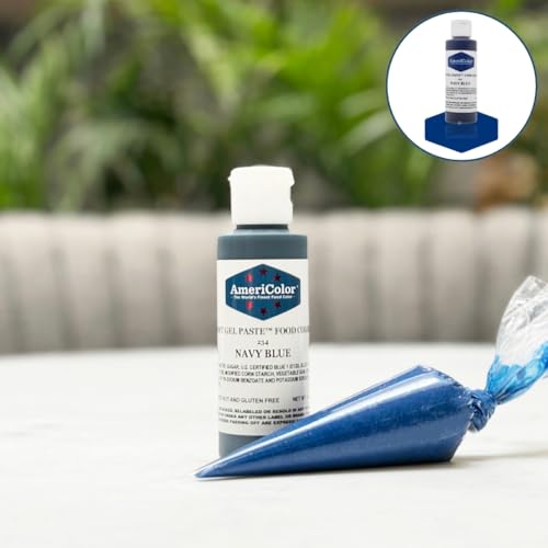 Americolor navy blue gel paste drops for precise color mixing