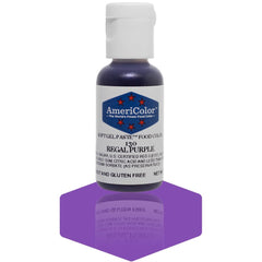 Americolor Regal Purple soft gel paste tube adds vibrant color to frosting.