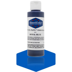 AmeriColor Soft Gel Paste Royal Blue bottle delivers vibrant, uniform color for cakes and cookies.