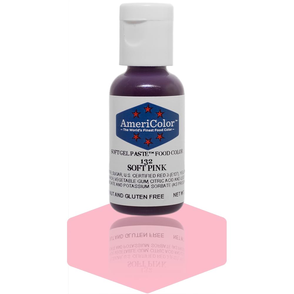 AmeriColor Soft Gel Paste Soft Pink bottle pour for even icing color