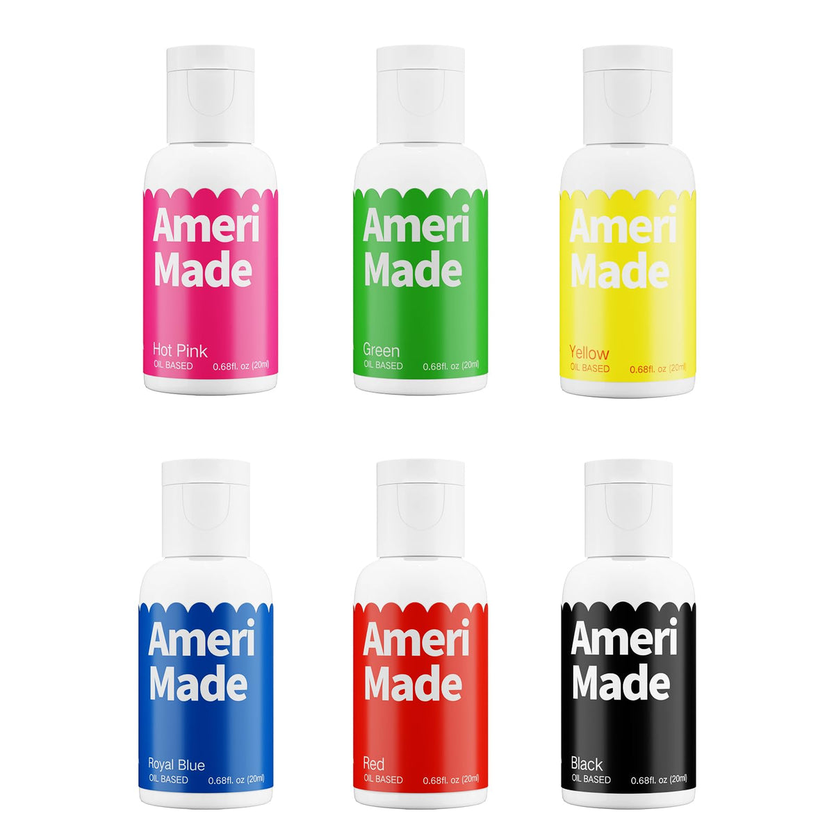 AmeriMade yellow oil-based coloring bottle for vivid chocolate and frosting hues.
