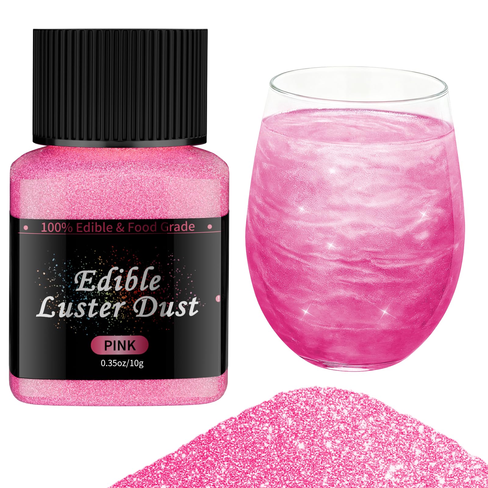 AmeriMade Pink Edible Glitter 10g pack adds vibrant shimmer to desserts and drinks