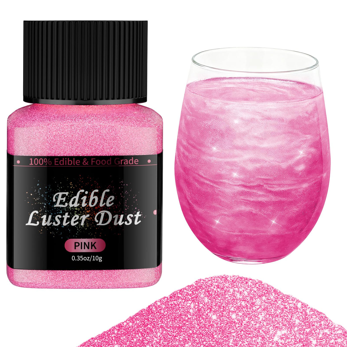 AmeriMade Pink Edible Glitter 10g pack adds vibrant shimmer to desserts and drinks