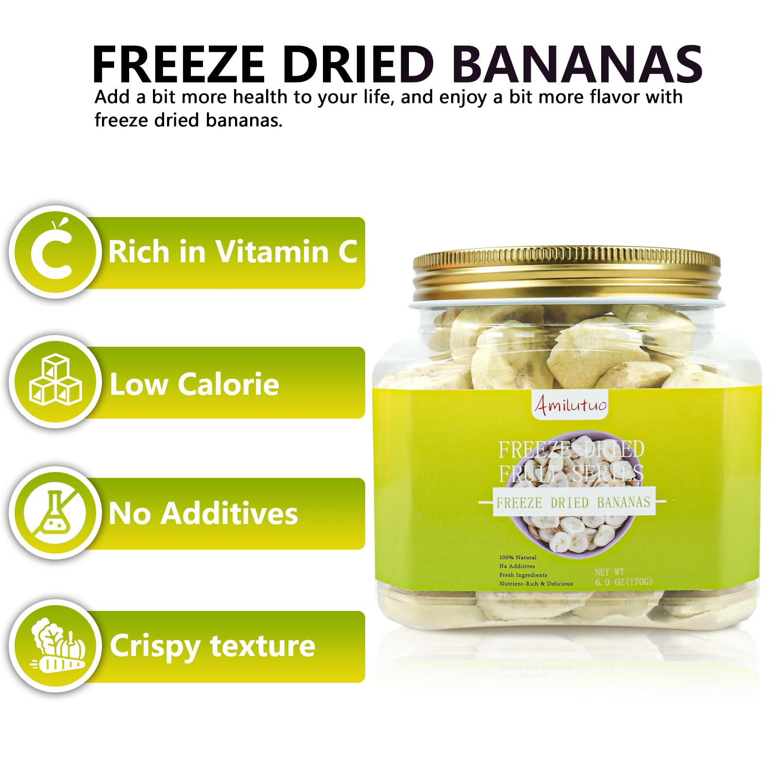 Amilutuo freeze-dried bananas show a crispy texture.
