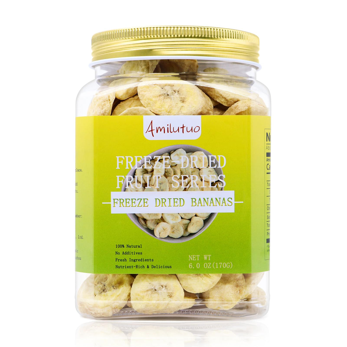 Amilutuo freeze-dried bananas slices for a crisp natural snack.