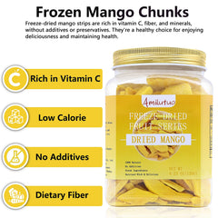 Close-up of Amilutuo mango chips—crunchy, natural flavor.