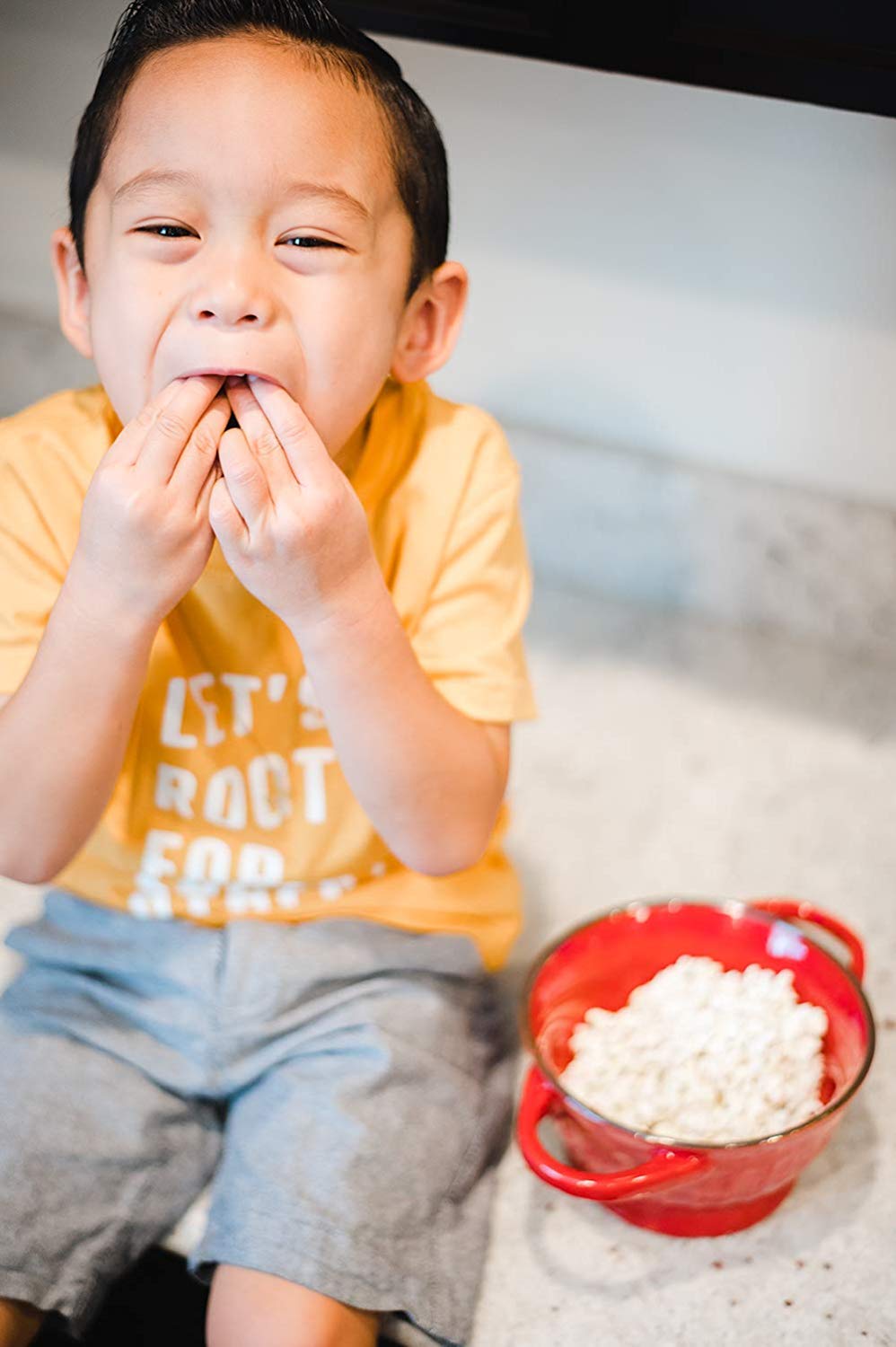 Amish Country Popcorn ButterSalt label highlights non-GMO and nut-free details