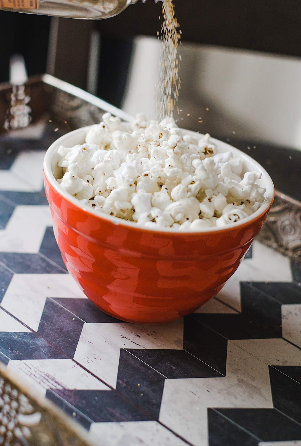 Close-up of Amish Country Popcorn Ballpark ButterSalt bottle label.