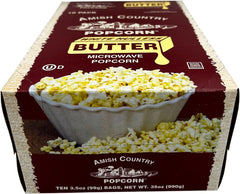 Amish Country Popcorn butter aroma wafting from freshly popped corn.