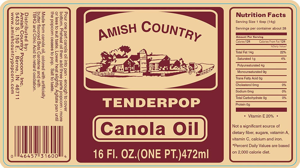 Amish Country Popcorn butter-flavored canola oil jar side view