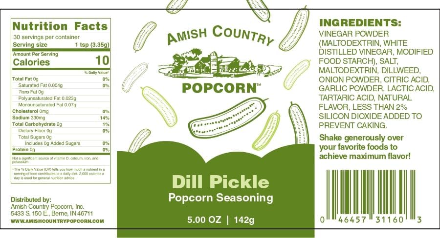 Closeup of Amish Country Popcorn Dill Pickle seasoning with vibrant herbs and spices