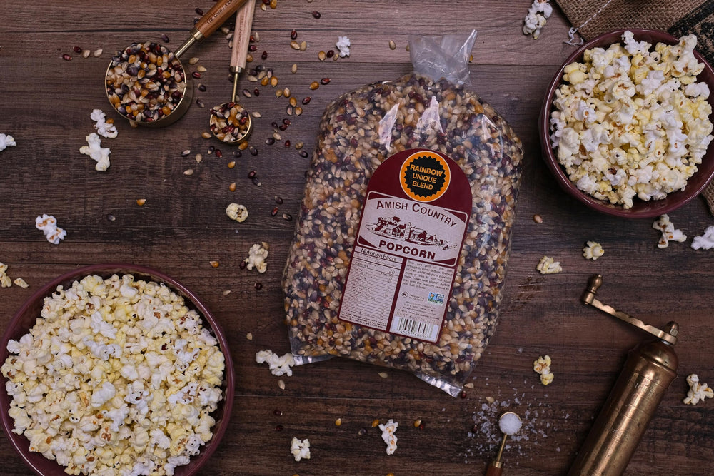 Amish Country Popcorn close up kernels show bright colors