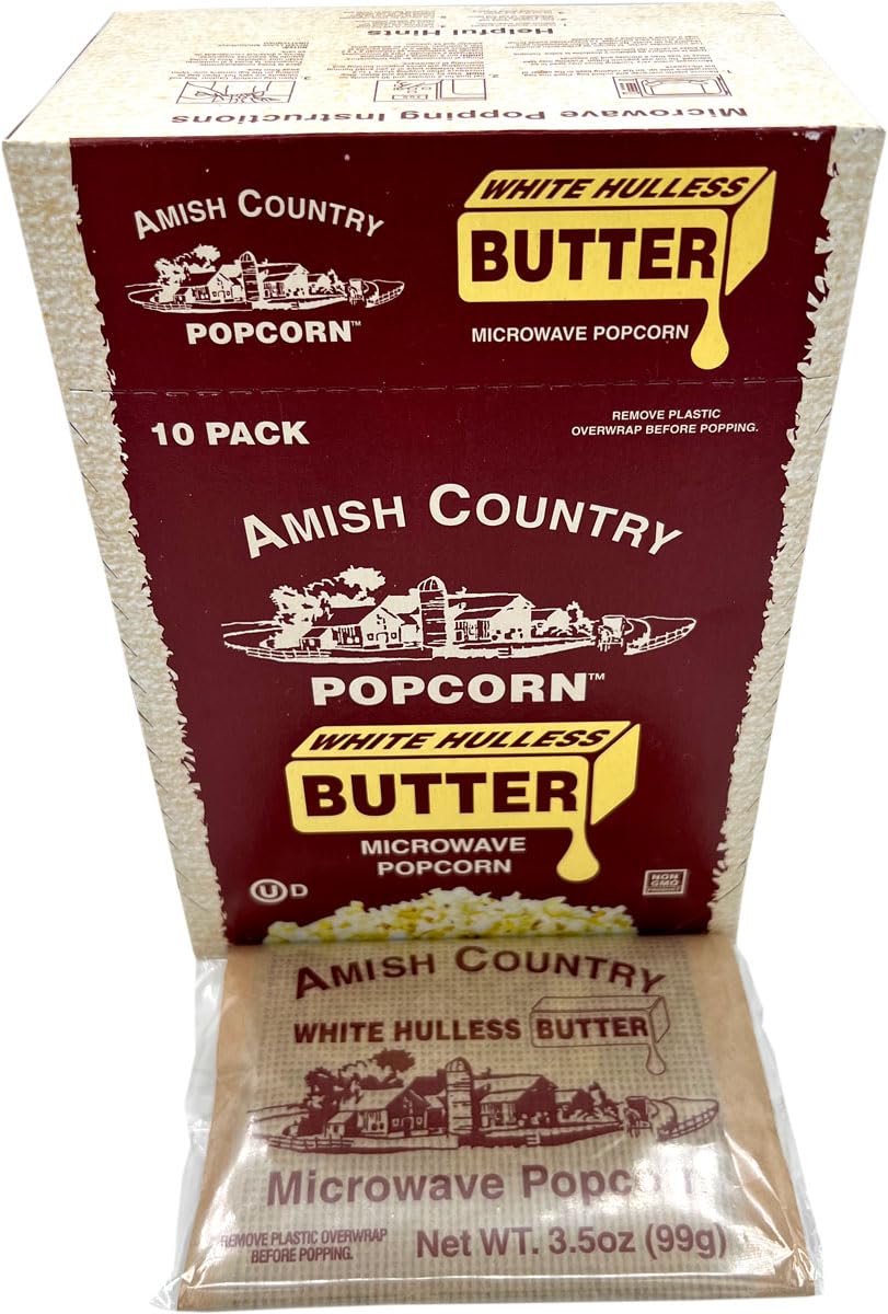Amish Country Popcorn kosher-certified packaging for snack time.