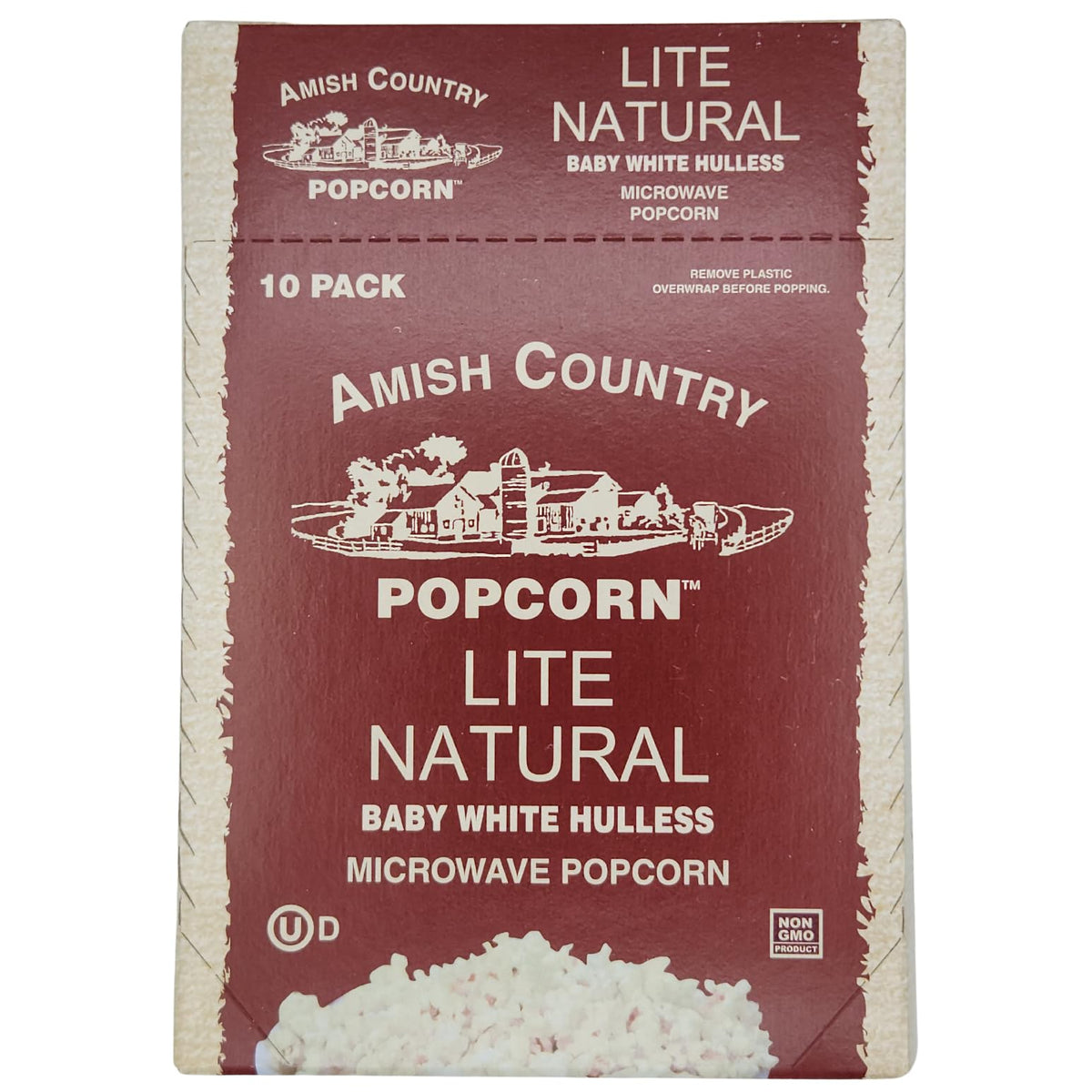 Amish Country Popcorn microwave bag ready to pop for a quick snack.