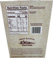 Amish Country Popcorn microwave bag ready in minutes for instant snacks.