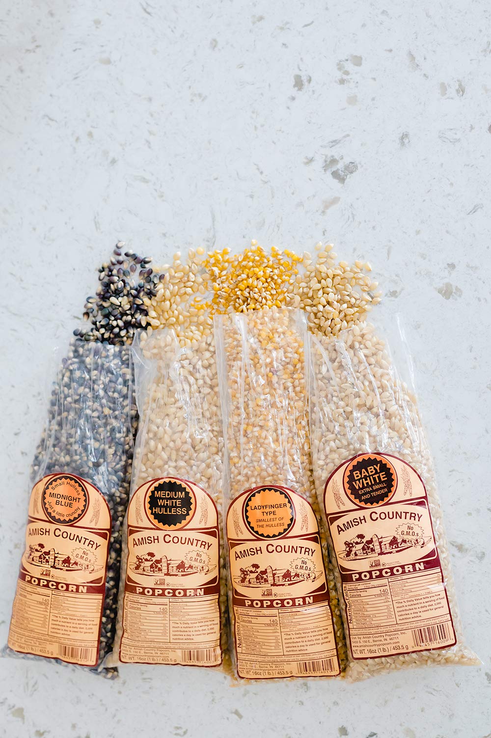 Amish Country Popcorn Midnight Blue kernels for vibrant, flavorful popcorn.