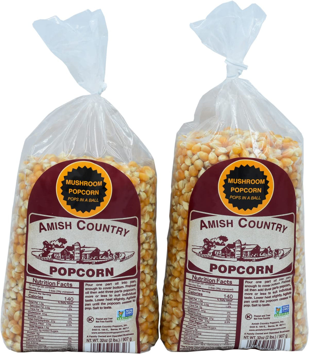 Amish Country Popcorn mushroom kernels in a bag for fresh popping