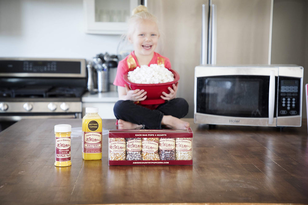 Amish Country Popcorn Non-GMO and Gluten Free packaging label