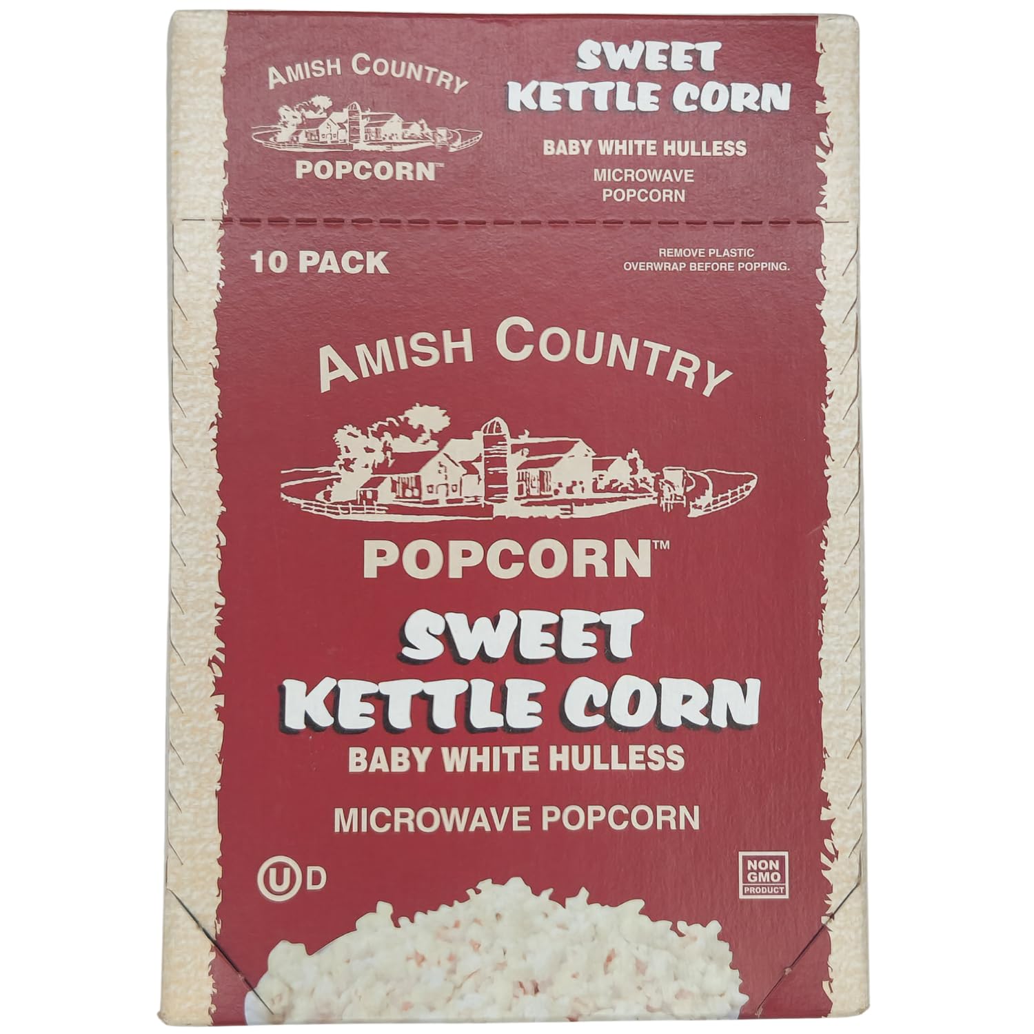 Amish Country Popcorn old-fashioned microwave bag ready in minutes for a quick snack.