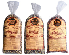 Amish Country Popcorn purple kernel bag ready for snacking at home.